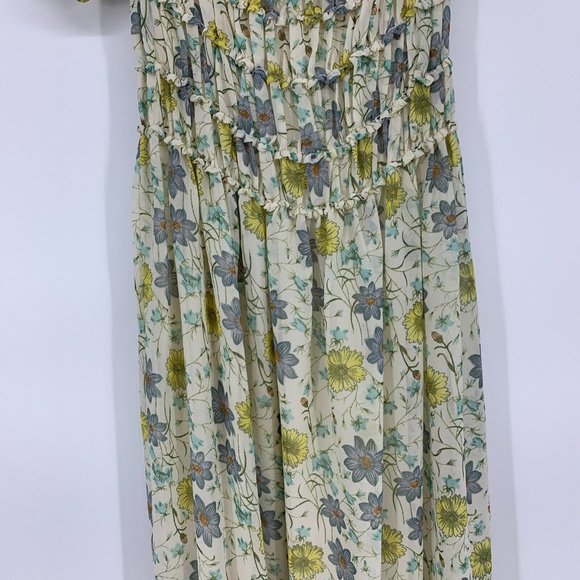 Max Studio Dress Floral Print Smocked Midi Short Sleeve Lined - Picture 4 of 12